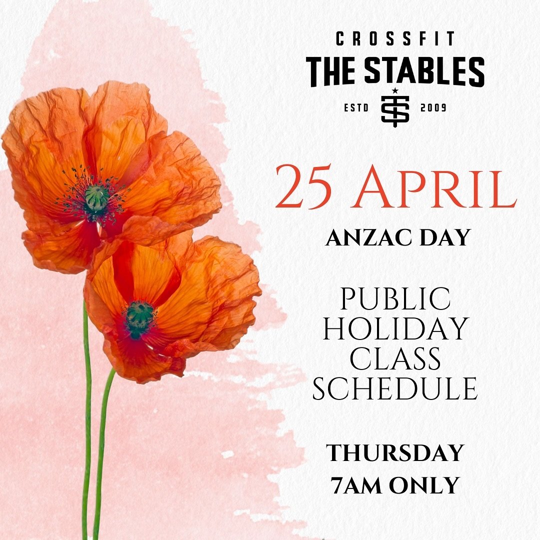 📢 Important Announcement: ANZAC Day Schedule Change 📢

🕒 Please note that in observance of ANZAC Day, there will be adjustments to our gym schedule.

📅 Date: Thursday 25 April 7am Only

🔔 Please come and join us in honouring this significant day
