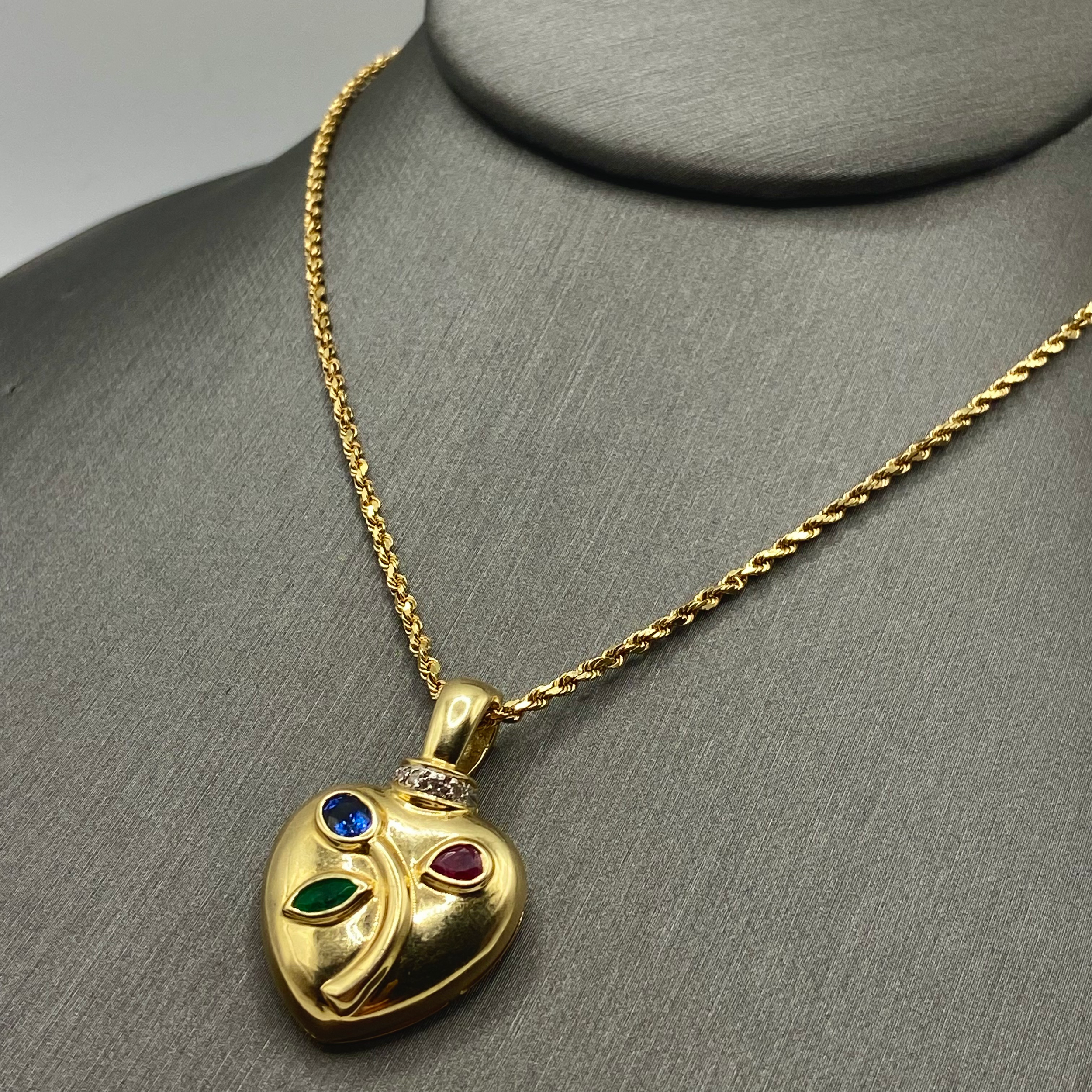 Multi-Gem Heart Pendant