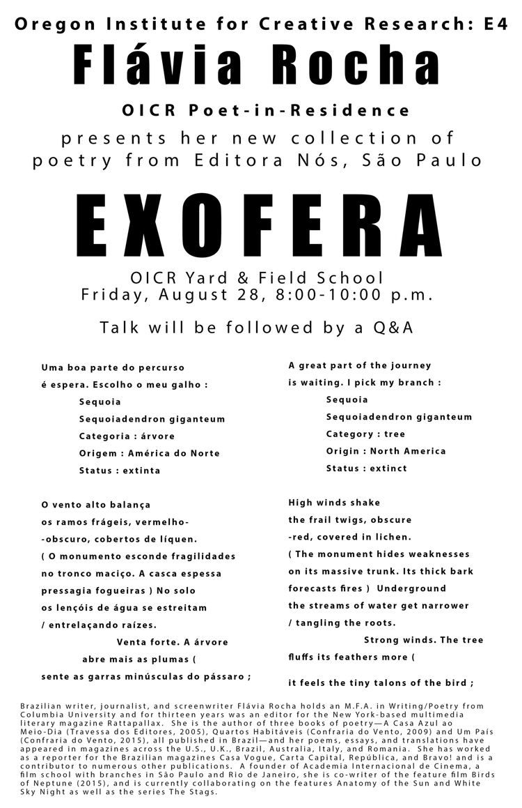 Flávia Rocha presents a new collection of poetry, "Exofera"