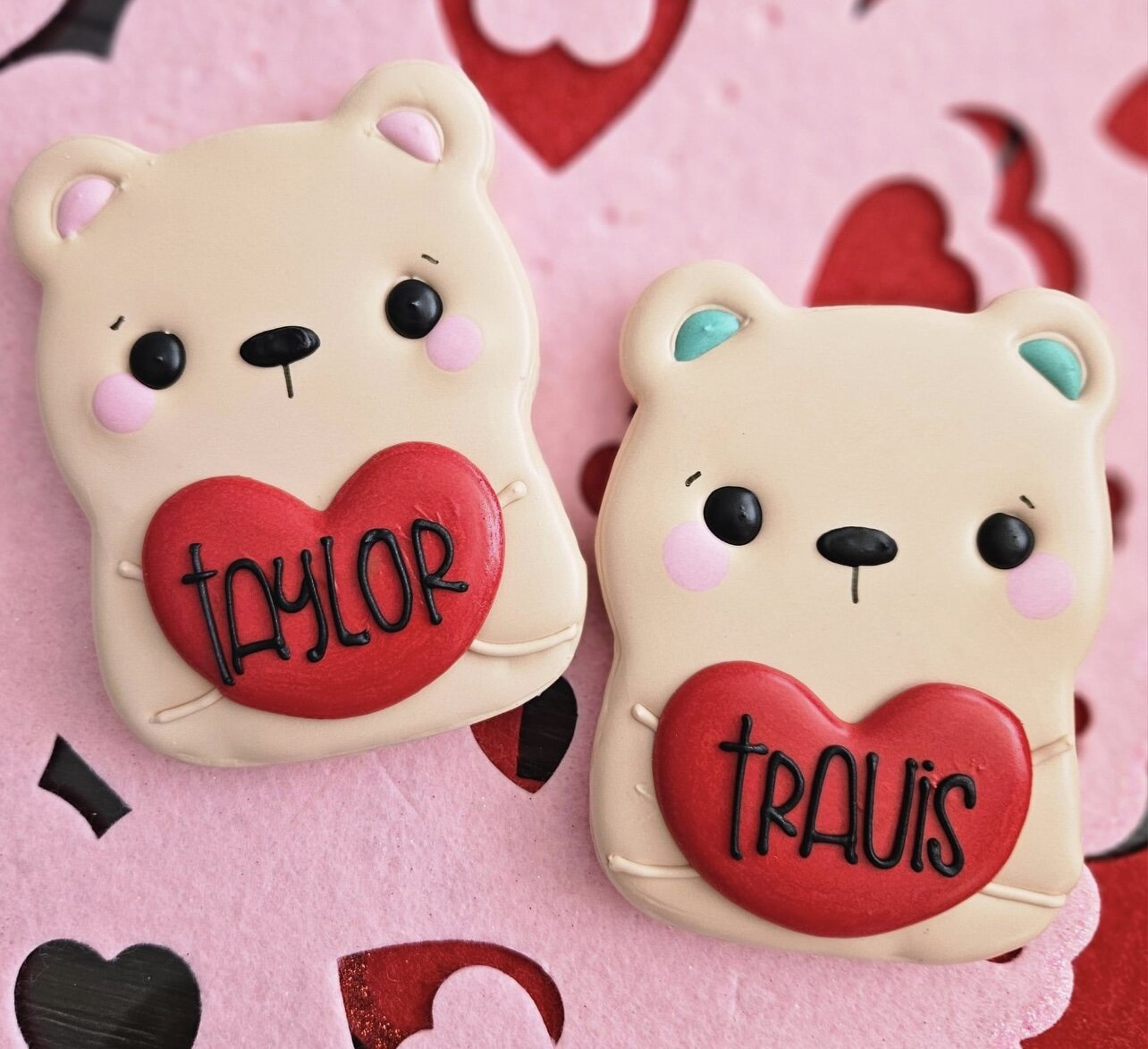 Teddy Bear Heart Cookies
