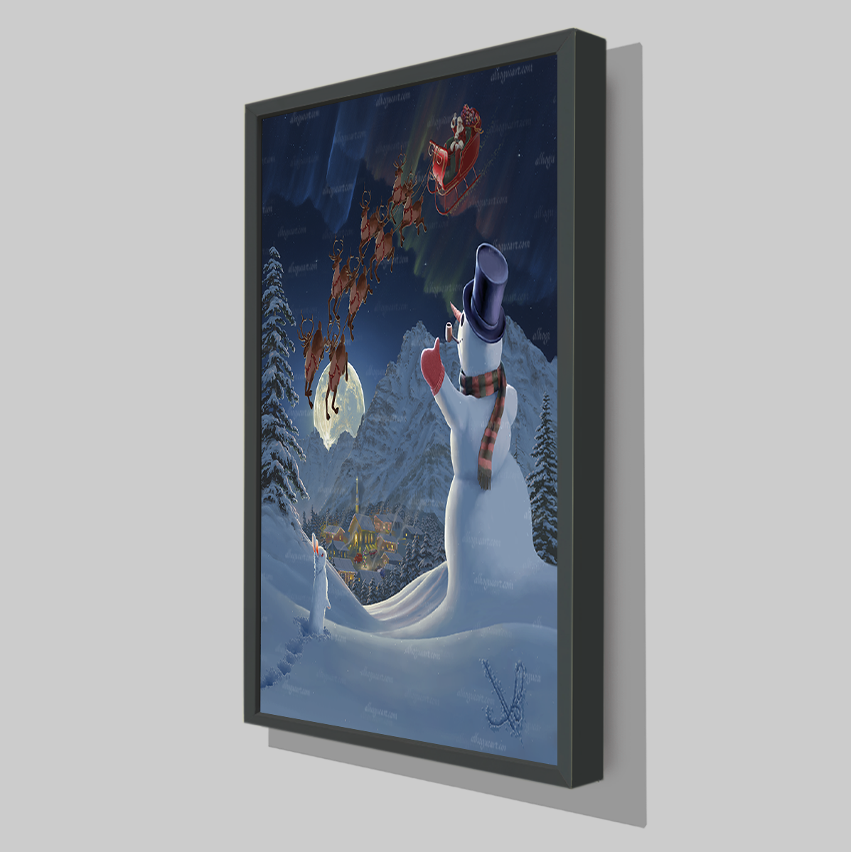 Christmas Eve CL3D wall art black angle frame PNG.png