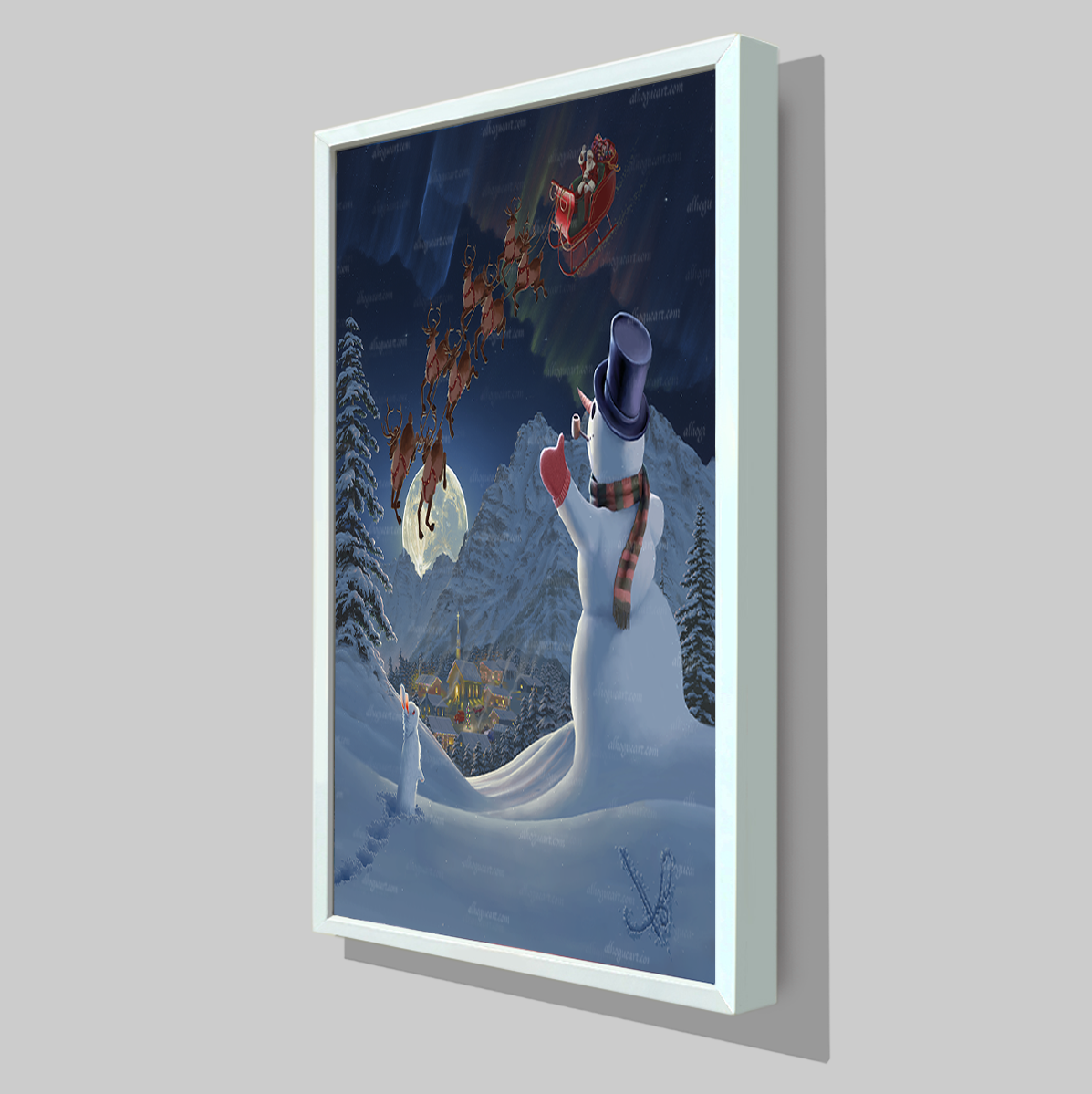 Christmas Eve CL3D wall art white angle frame PNG.png