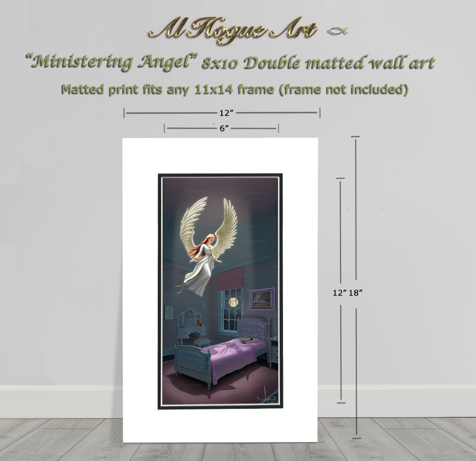 Ministering Angel matted 6x12 wall art to fit 11x18 frame lifestyle PNG.png