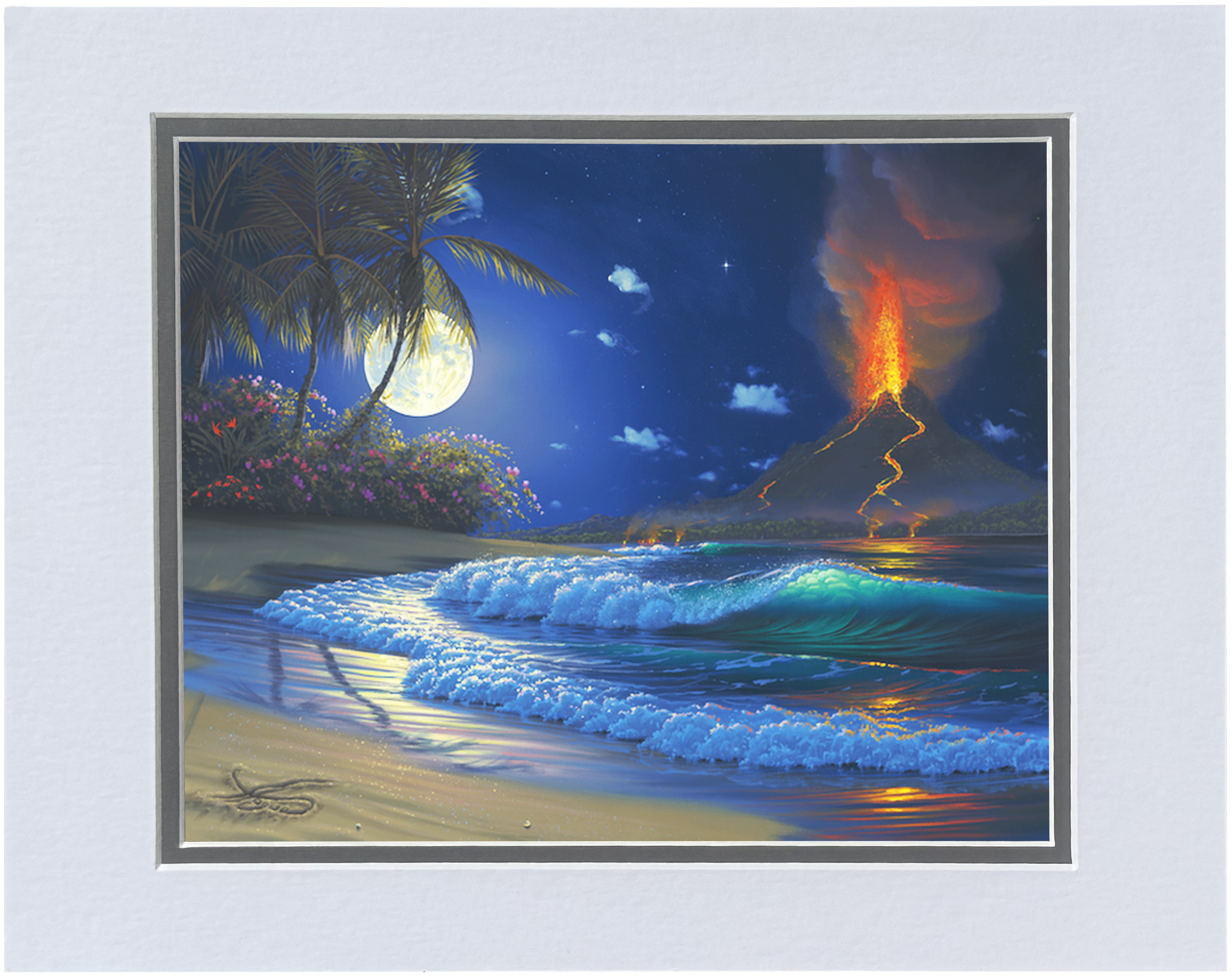 Volcano Moon 8x10 wall art print in 11x14 mat PNG.png