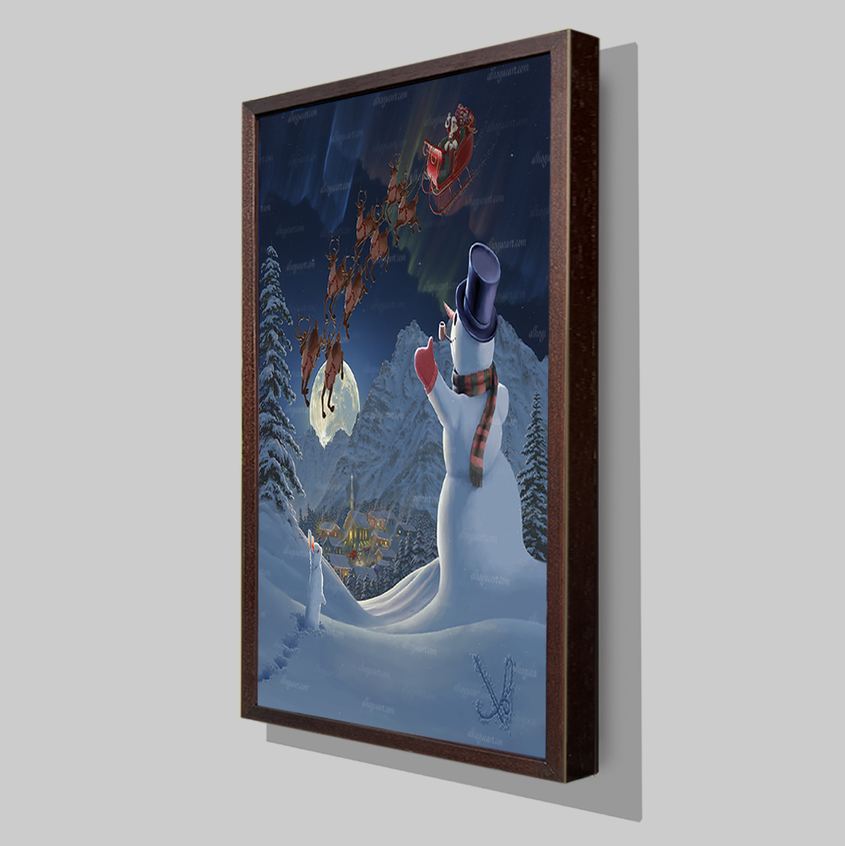 Christmas Eve CL3D wall art walnut angle frame PNG.png