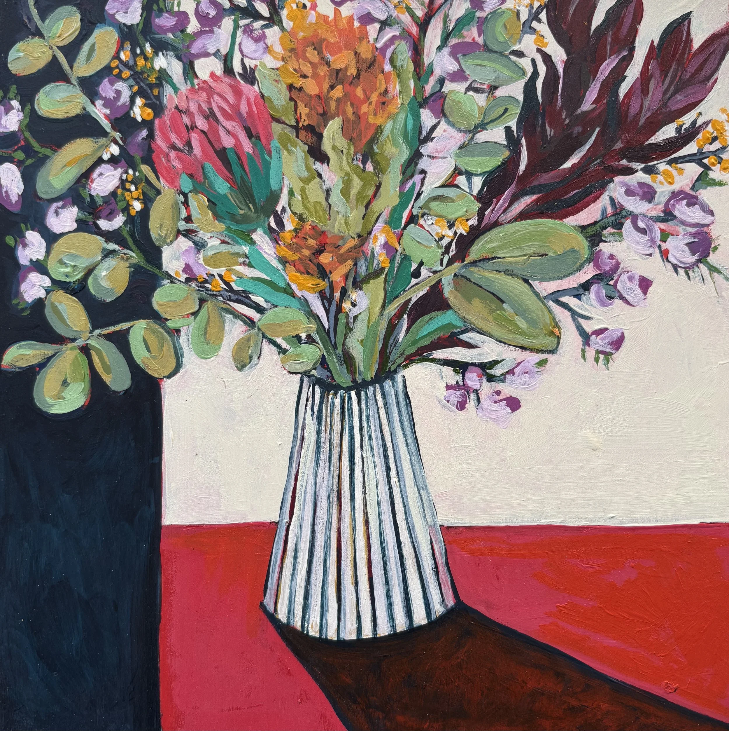 White Striped Vase