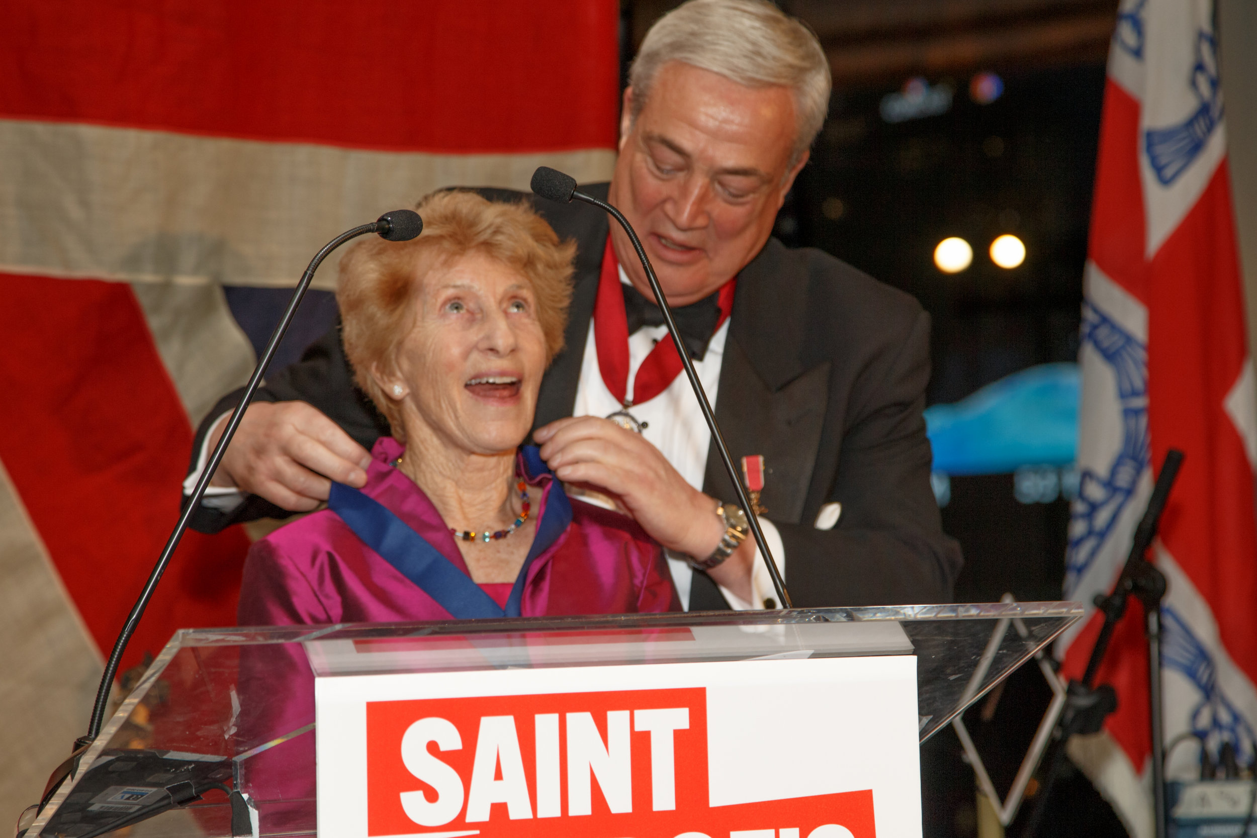  Philip Warner OBE presents The Order of St. George's Society to Lady Weatherstone 