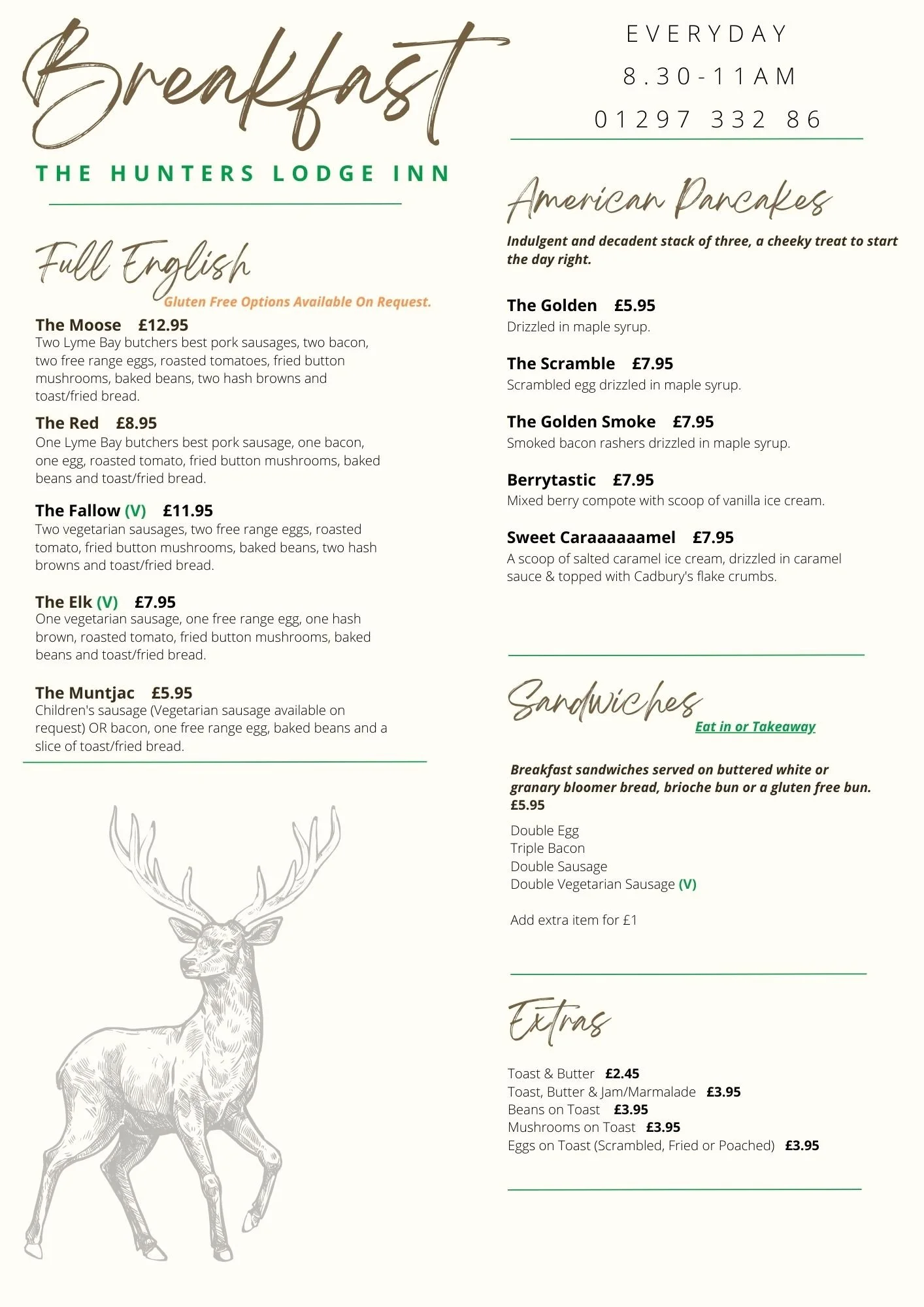 The Hunters Lodge Inn BREAKFAST MENU