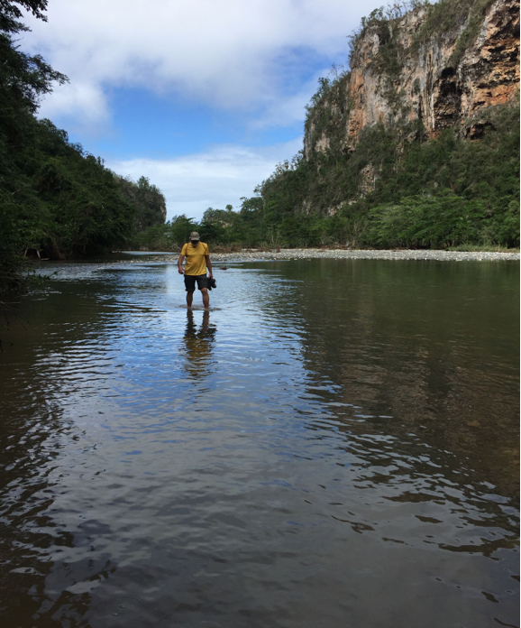 Barefoot trekking in Yumuri River, near Baracoa, Cuba, 2016
