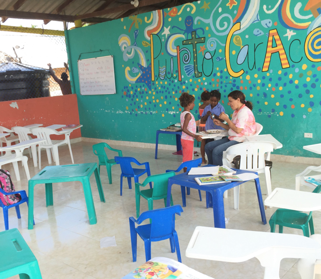 School in fishing village, Isla Mucura Island, Colombia, 2016.
