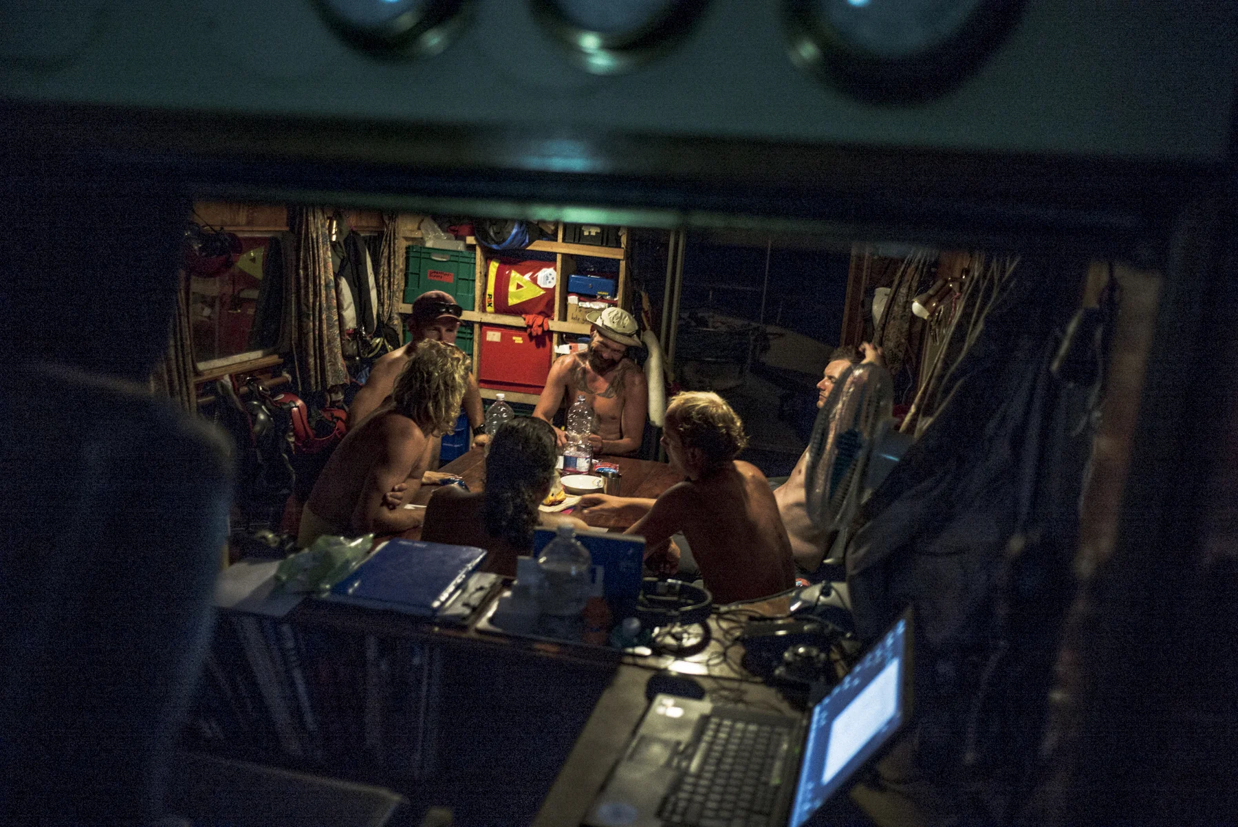 The crew of the Sea-Watch discusses the navigational plans for the next days.