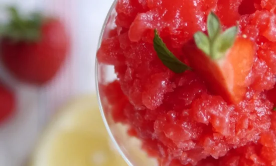 Strawberry, Raspberry and Almond Granita