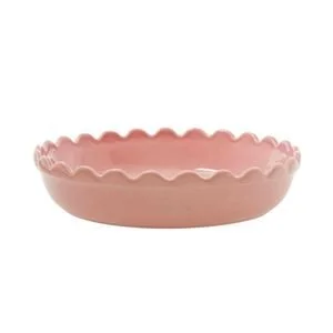 pink ceramic scallop edge dish