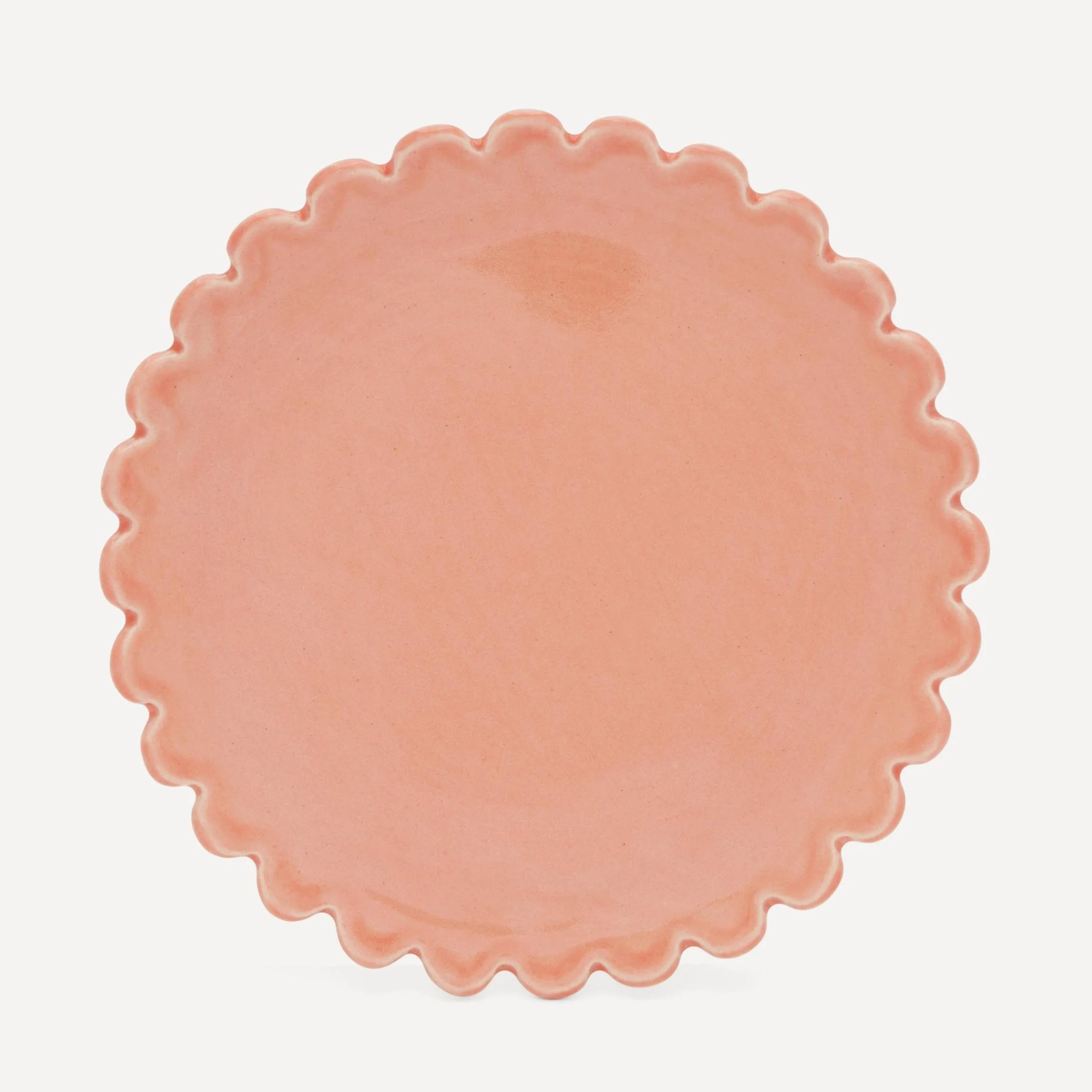 pink ceramic scallop edge plate