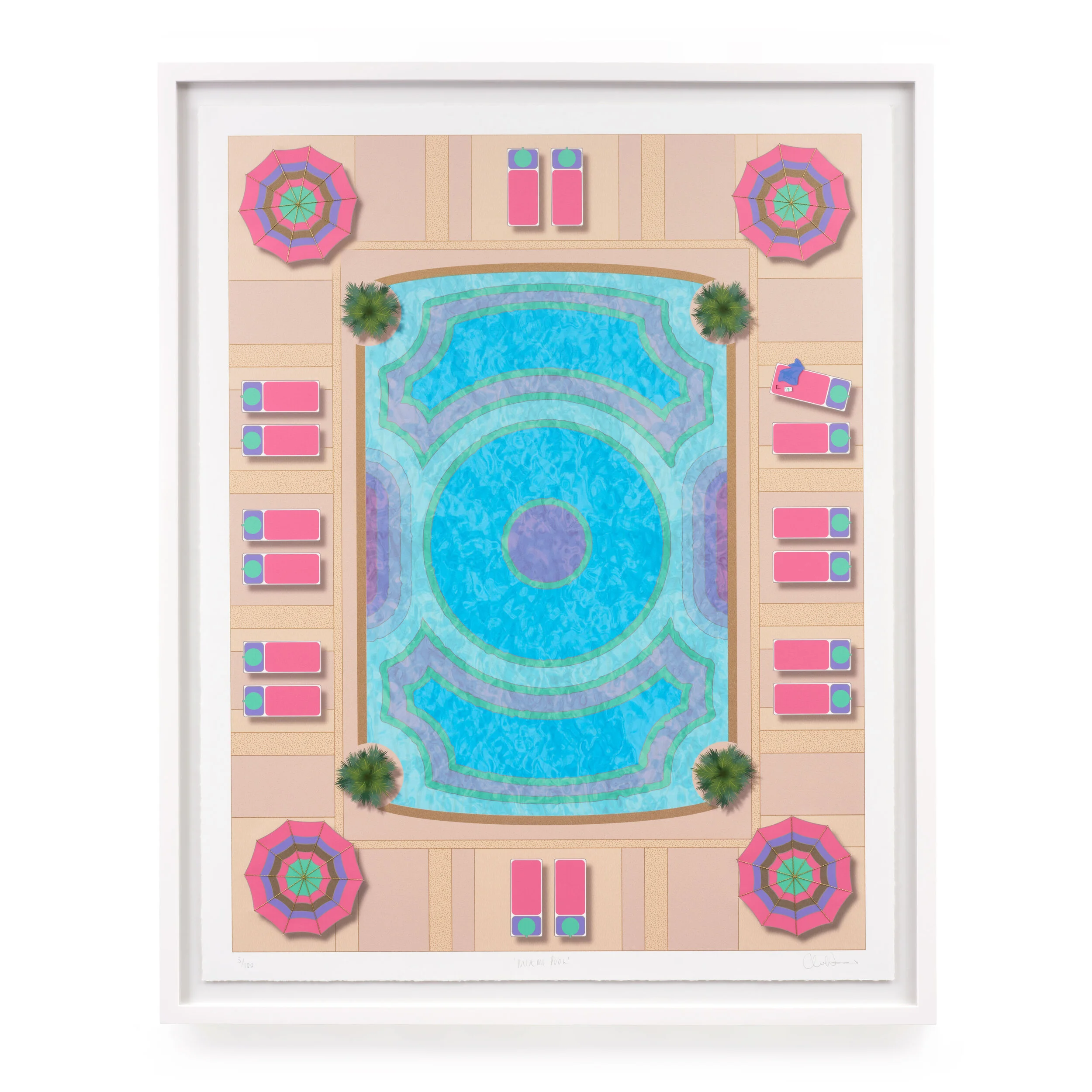 Miami Pool Embellished Print
