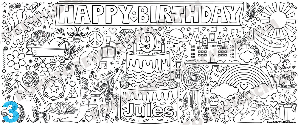 Free Printable Happy Birthday Colouring Page  A Visual Merriment: Kids  Crafts, Adult DIYs, Parties, Planning + Home Decor