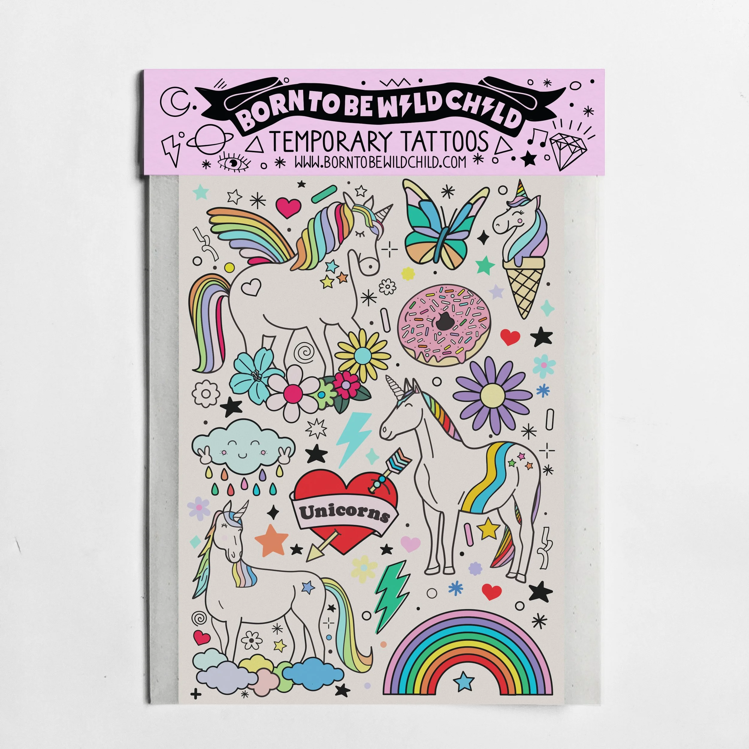 Rainbow & Unicorns Temp Tattoos