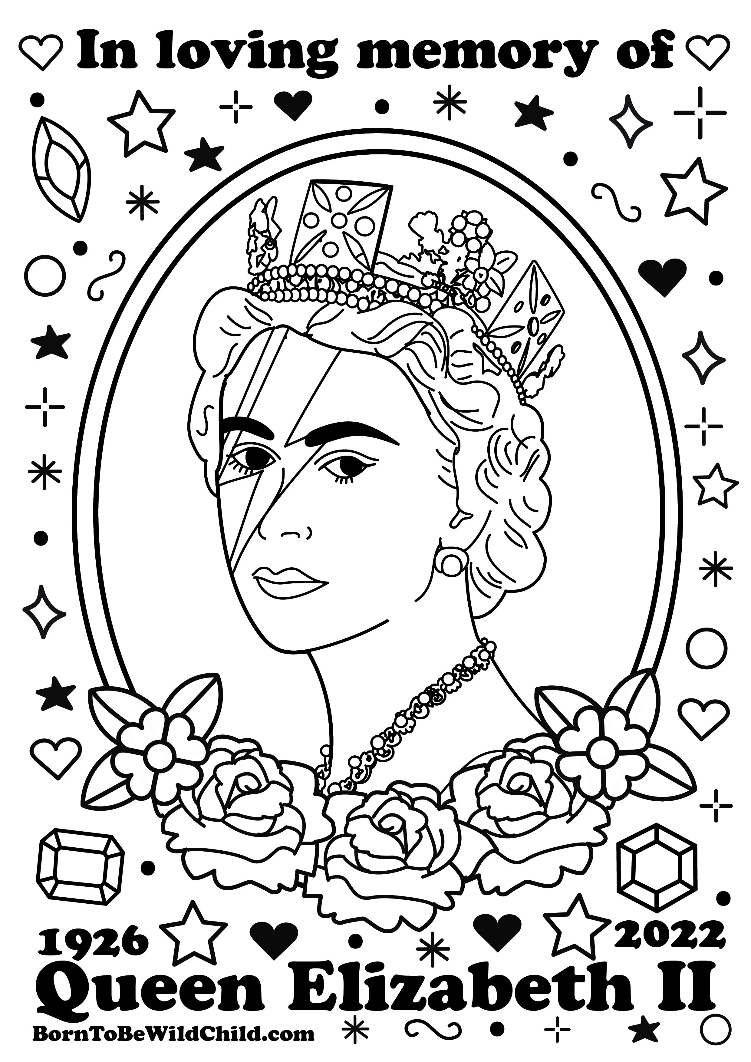 ❤️Queen Elizabeth II ❤️ Free Colouring Sheet Download