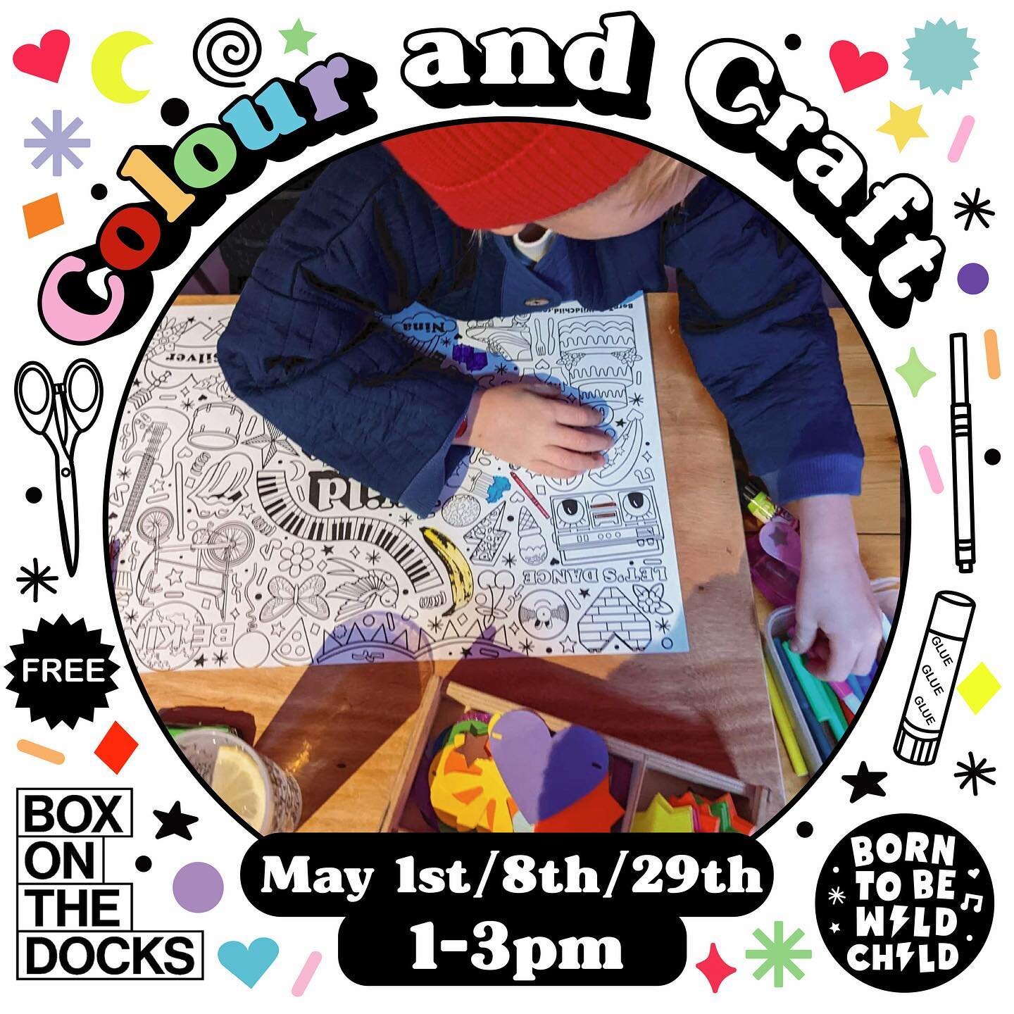 Today! @boxonthedocks @mediacityuk 1-3pm! ✂️🖍️✍️🌈

Join us for our FREE craft and colouring club! Today we will be doing Matisse inspired colouring and crafts and polymer clay bead making! 🍃 

Plus we will have a play dough station for the really 