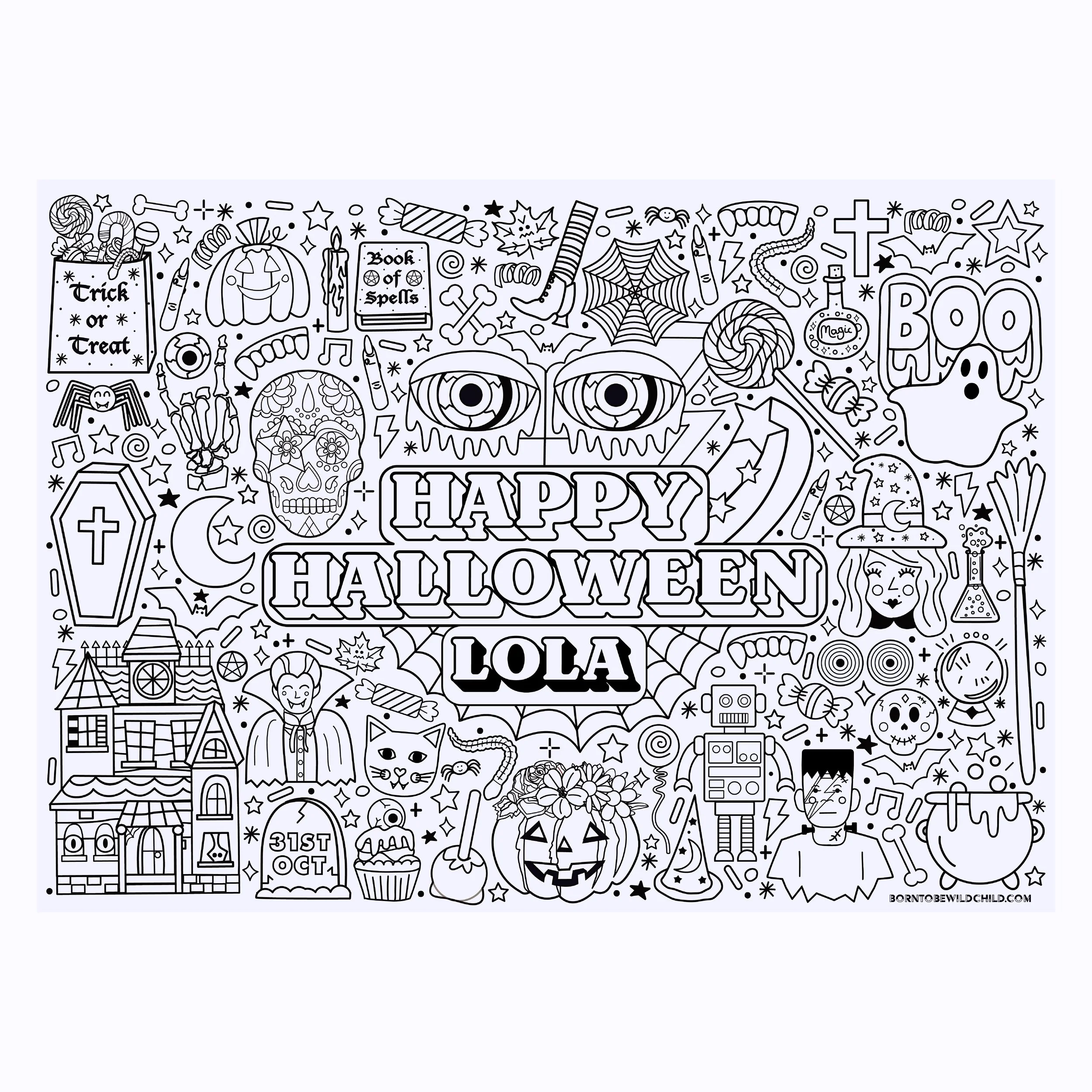 Personalised Halloween Colouring Placemat ( Downloadable)