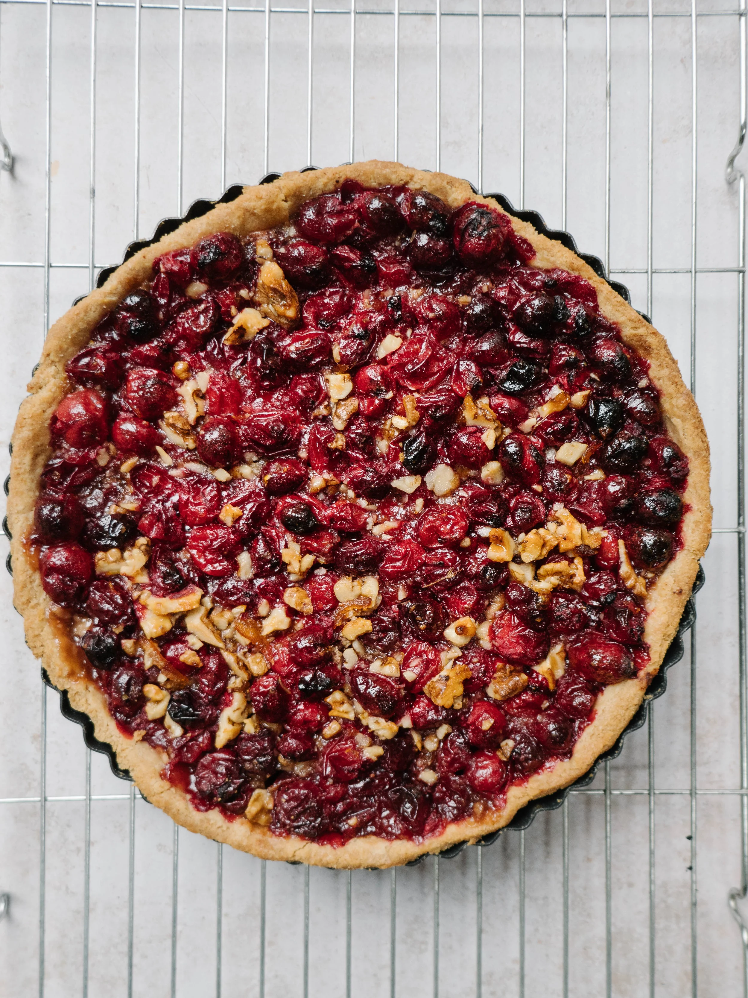 Cranberry, Campari, Orange and Walnut Tart