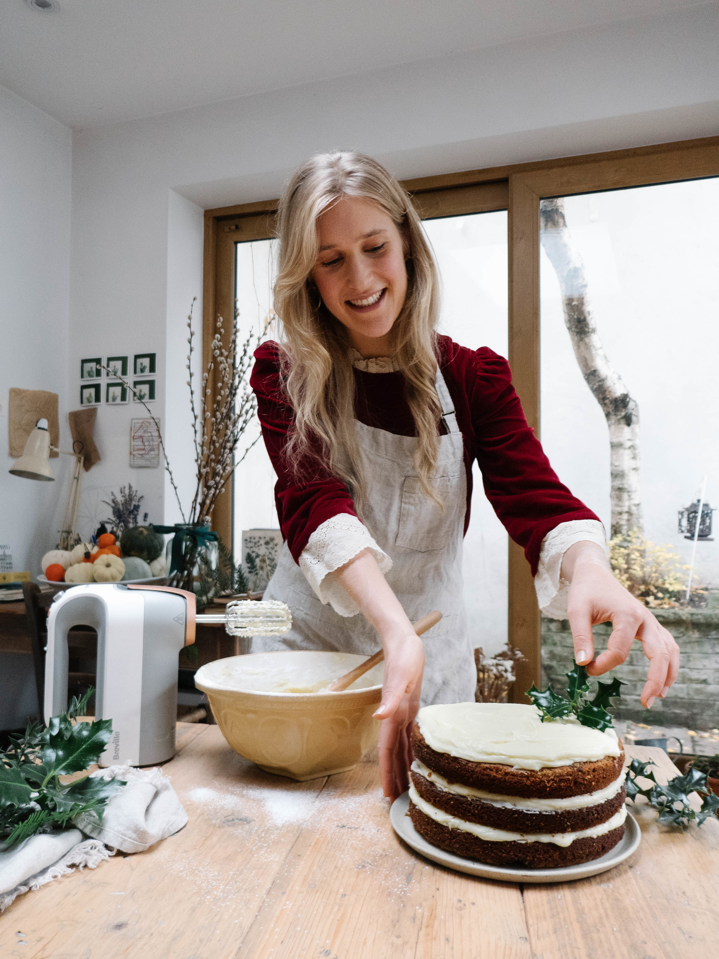Spiced ginger cake with orange blossom mascarpone icing. 