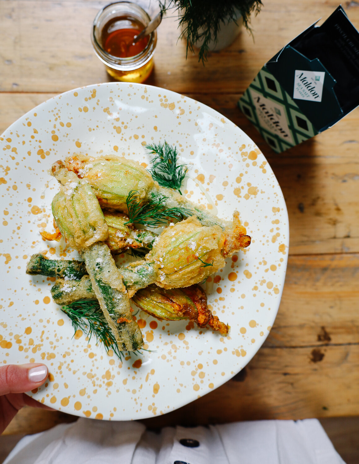 Fried Courgette Flowers With Ricotta, Lemon And Sea Salt — ALEXANDRA DUDLEY