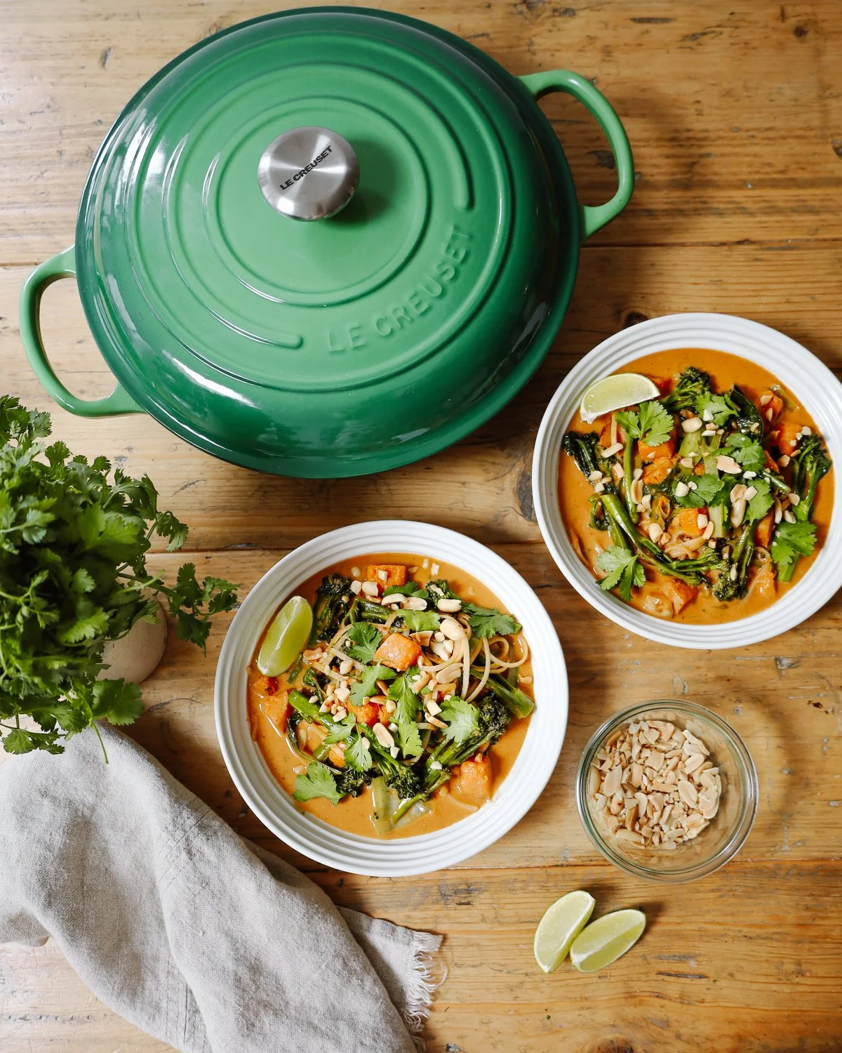 Creamy Butternut, Peanut Noodle Soup