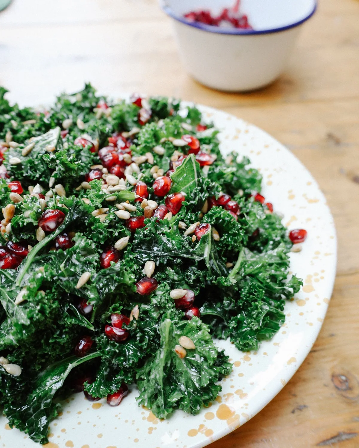 Kale & Pomegranate Salad with Tahini Dressing