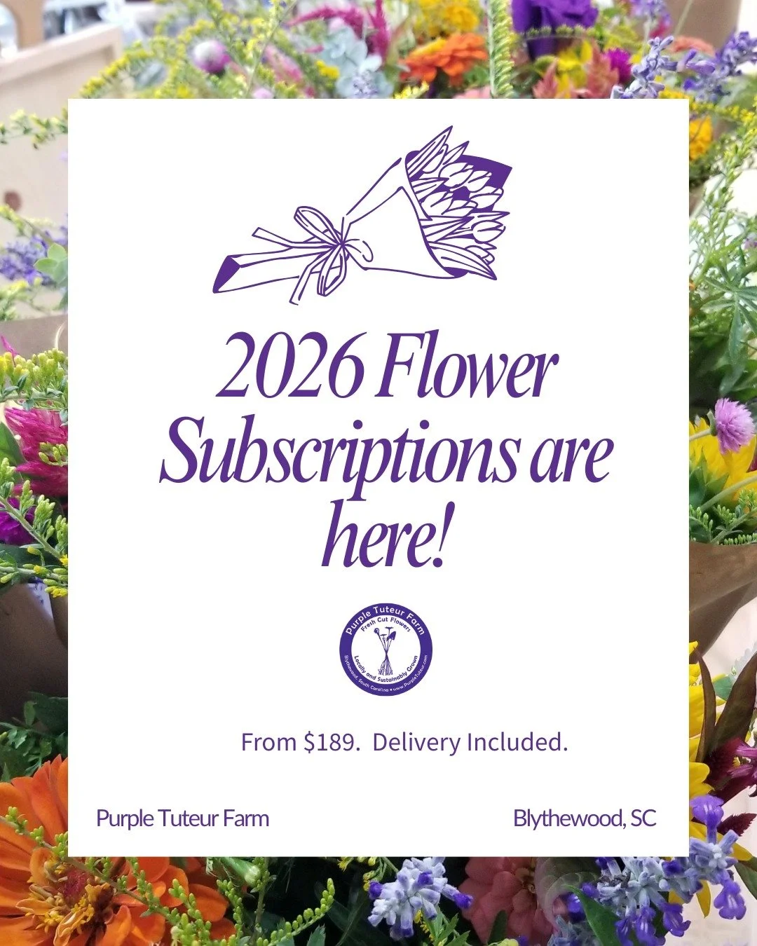 2026 Flower Subscriptions are officially open &mdash; and this year, you can choose the season or seasons that fit your life best. 🌸

From the first ruffled ranunculus of March, to the lush lisianthus of midsummer, to the incredible dahlias of fall&