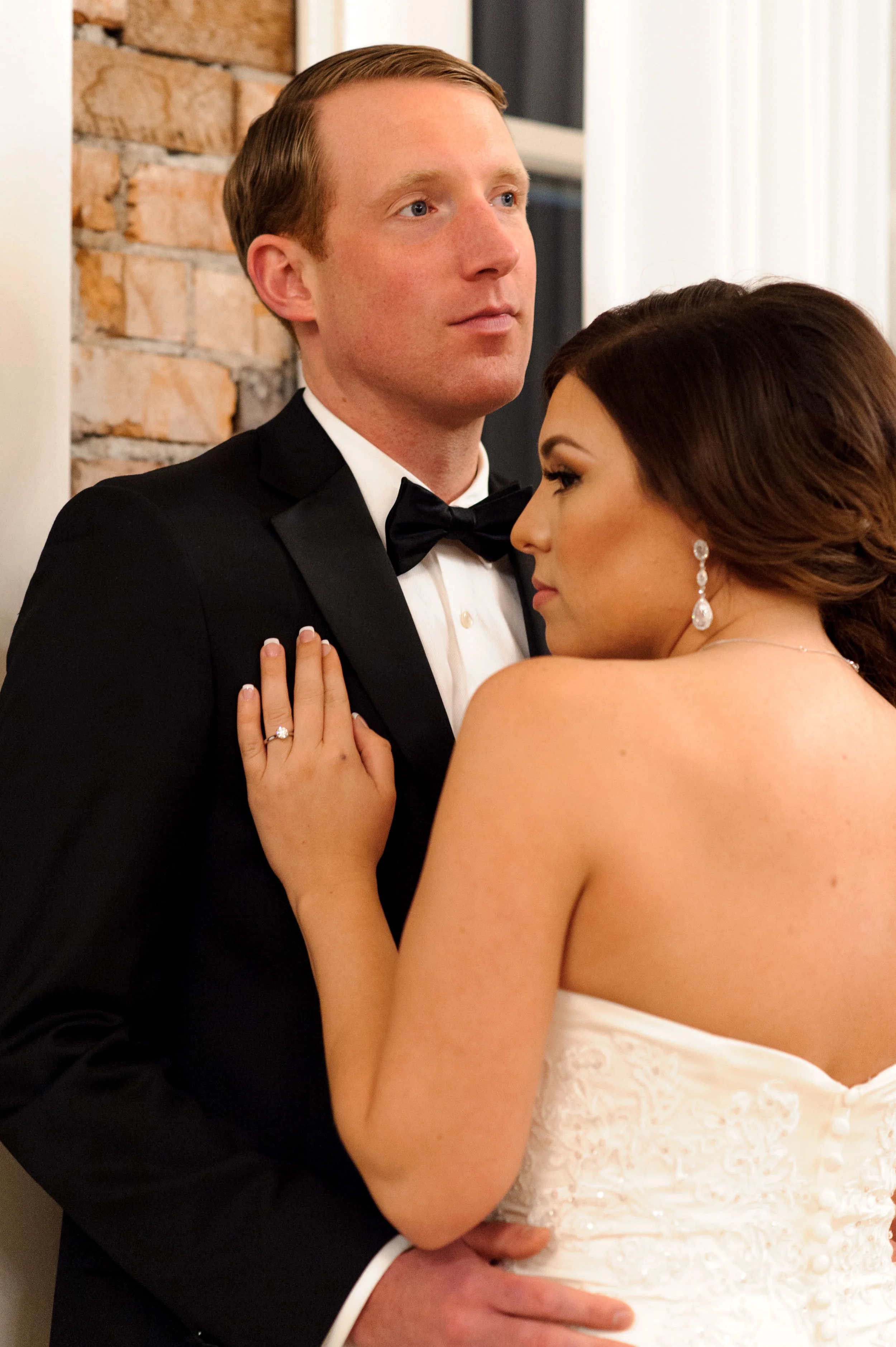Marian and Joe Romantic Indoors Bridal Bride and Groom Portrait at Hollywood Schoolhouse in Woodinville Washington