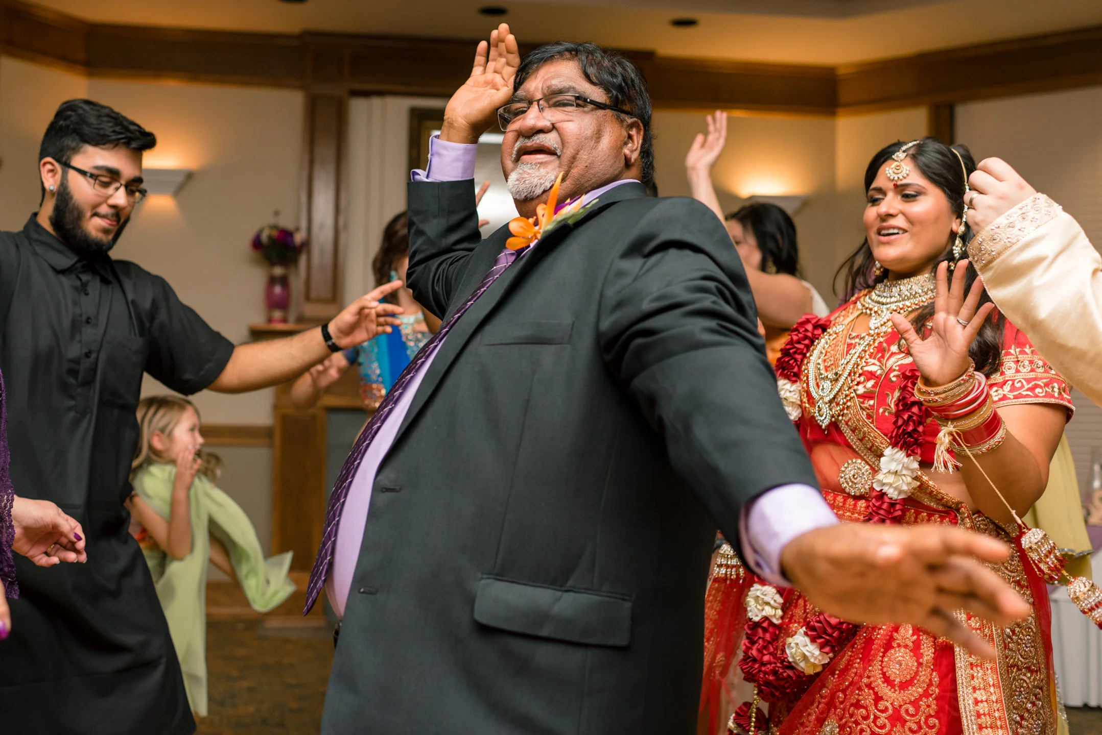 Indian Father Dances during Happy Wedding Reception