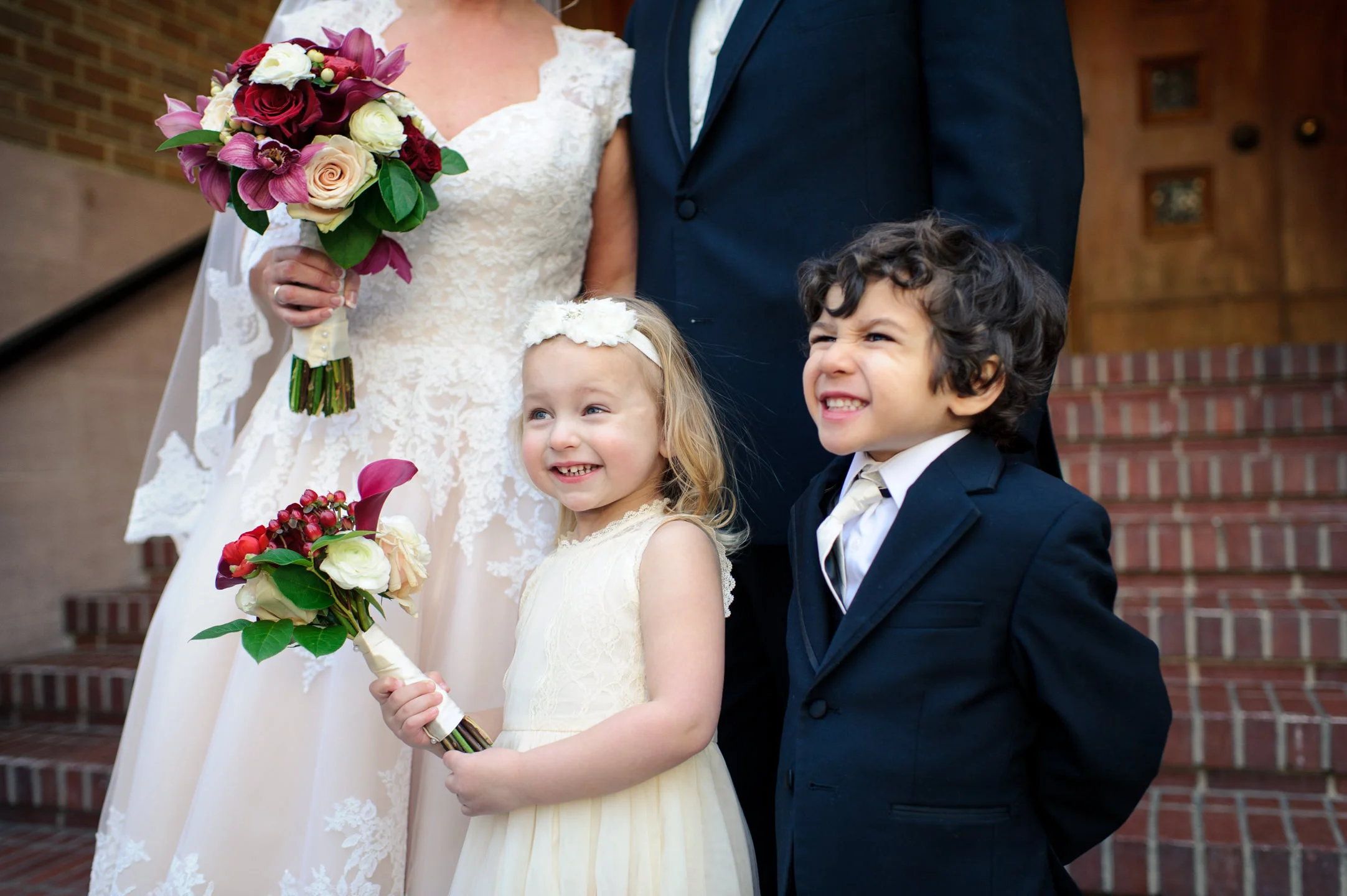 Laughing Kids and Bride and Groom