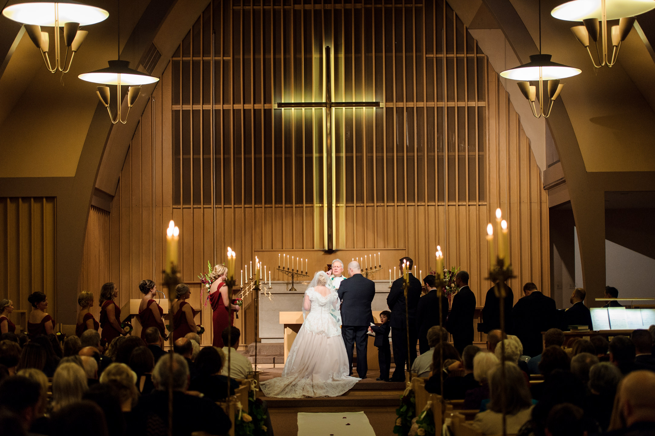 Bride and Groom Arrive at Altar During Wedding at University Lut