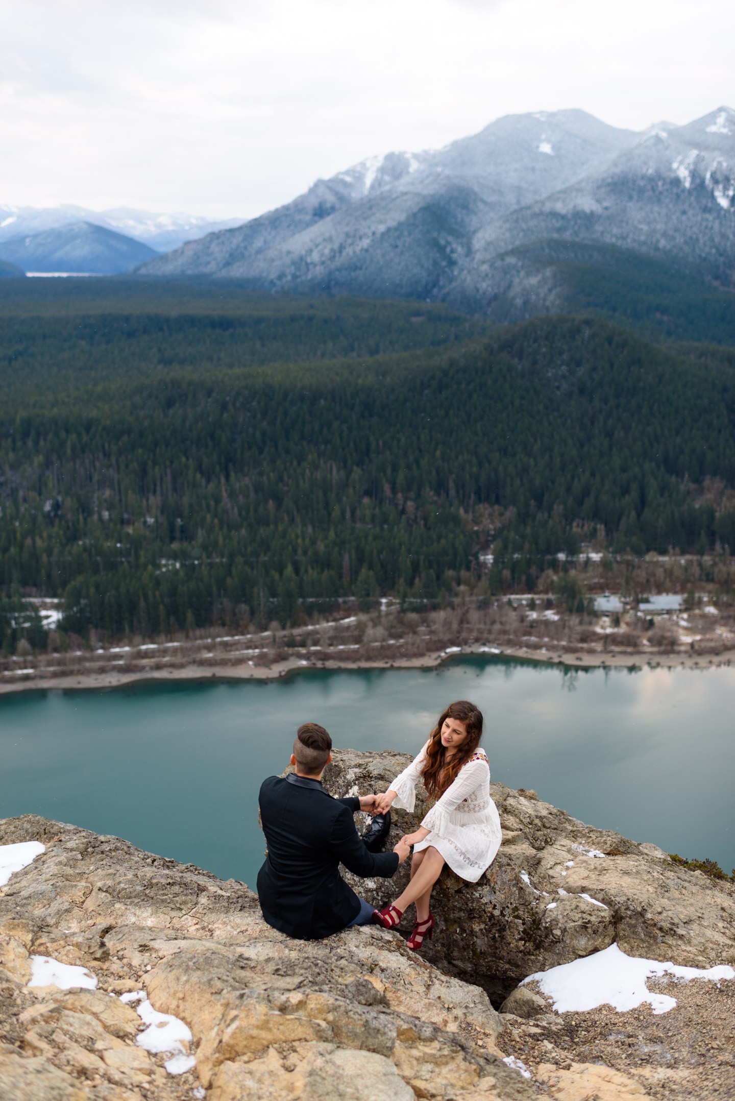 Romantic Editorial Pacific Northwest Outdoor Engagement Portrait