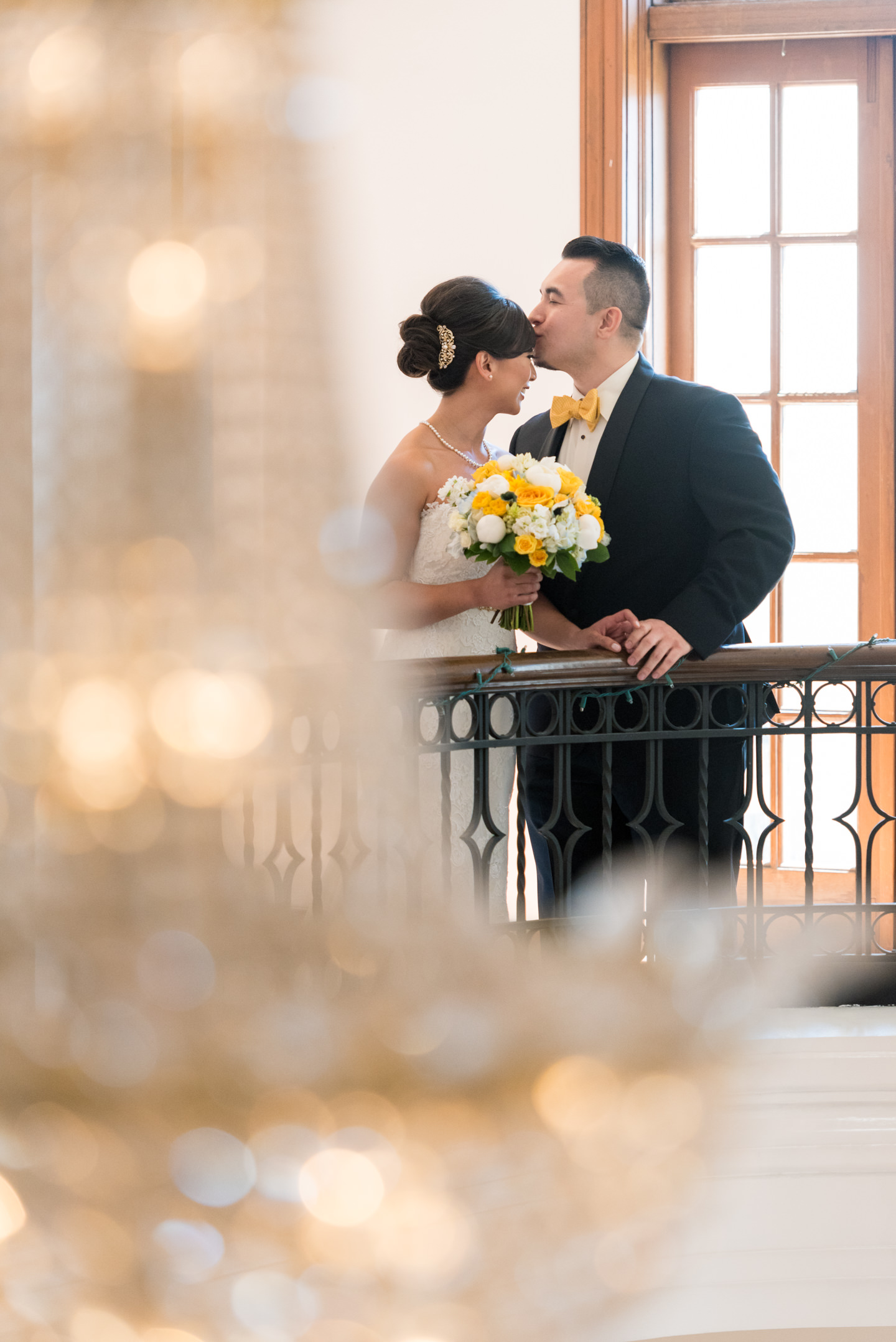 Sparkly Romantic Bride and Groom Wedding Portrait