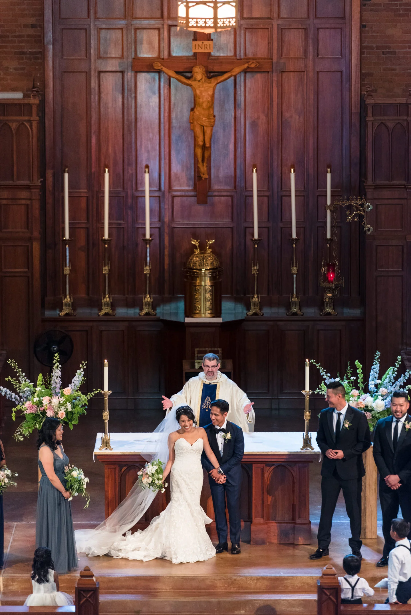 Asian Bride and Groom Celebrate being Just Married