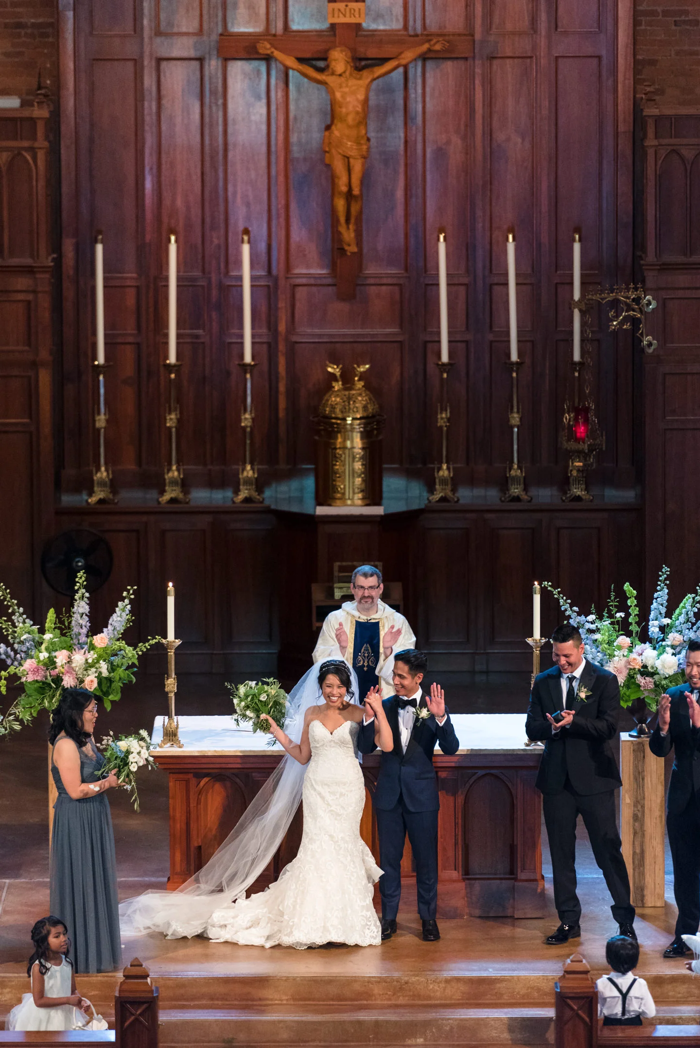 Asian Bride and Groom Celebrate being Just Married