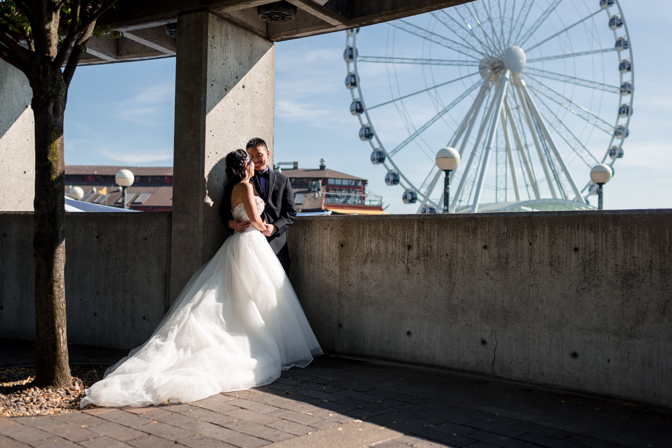 Asian Bride and Groom Romantic Wedding Portrait Seattle Great Wh