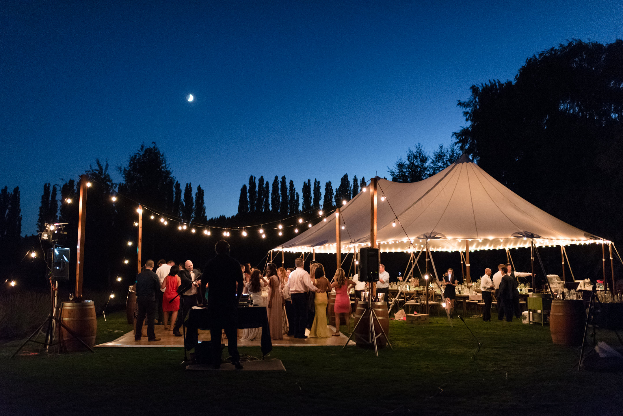 Woodinville Lavender Wedding Venue Reception Details at Sunset