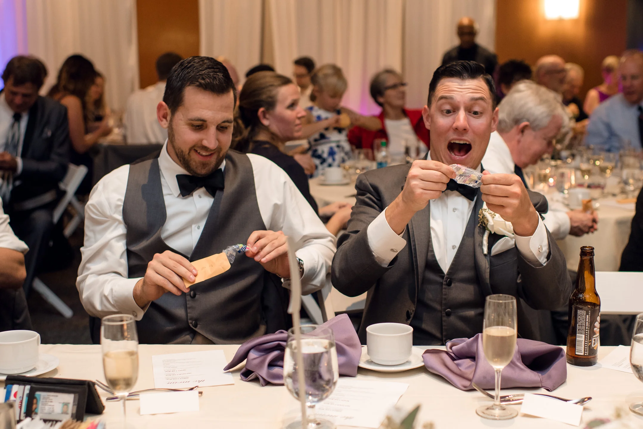 Wedding Guests Excited Reaction to Toast at Bell Harbor