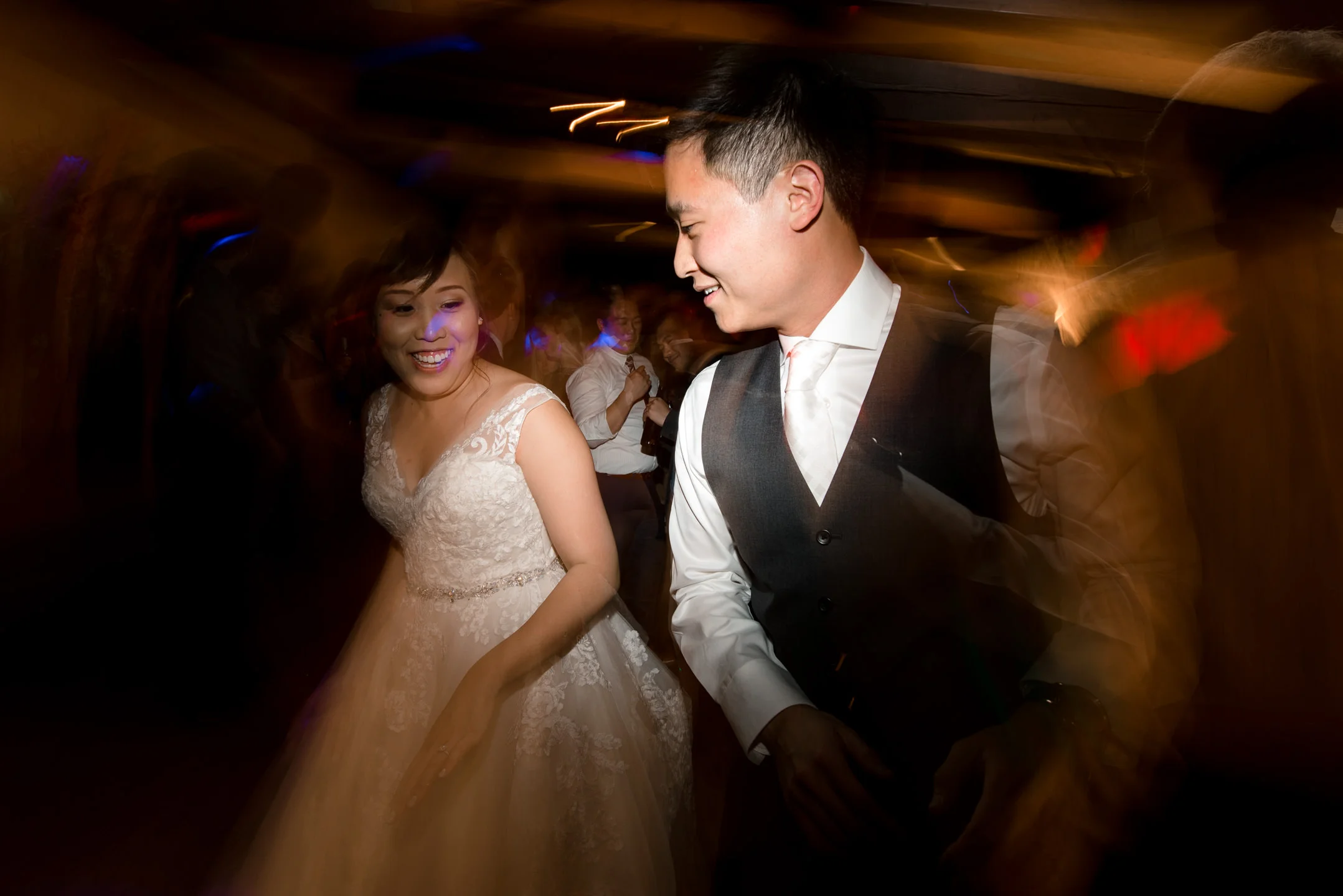 Asian Bride Groom Dancing during Wedding Reception at Villa Park