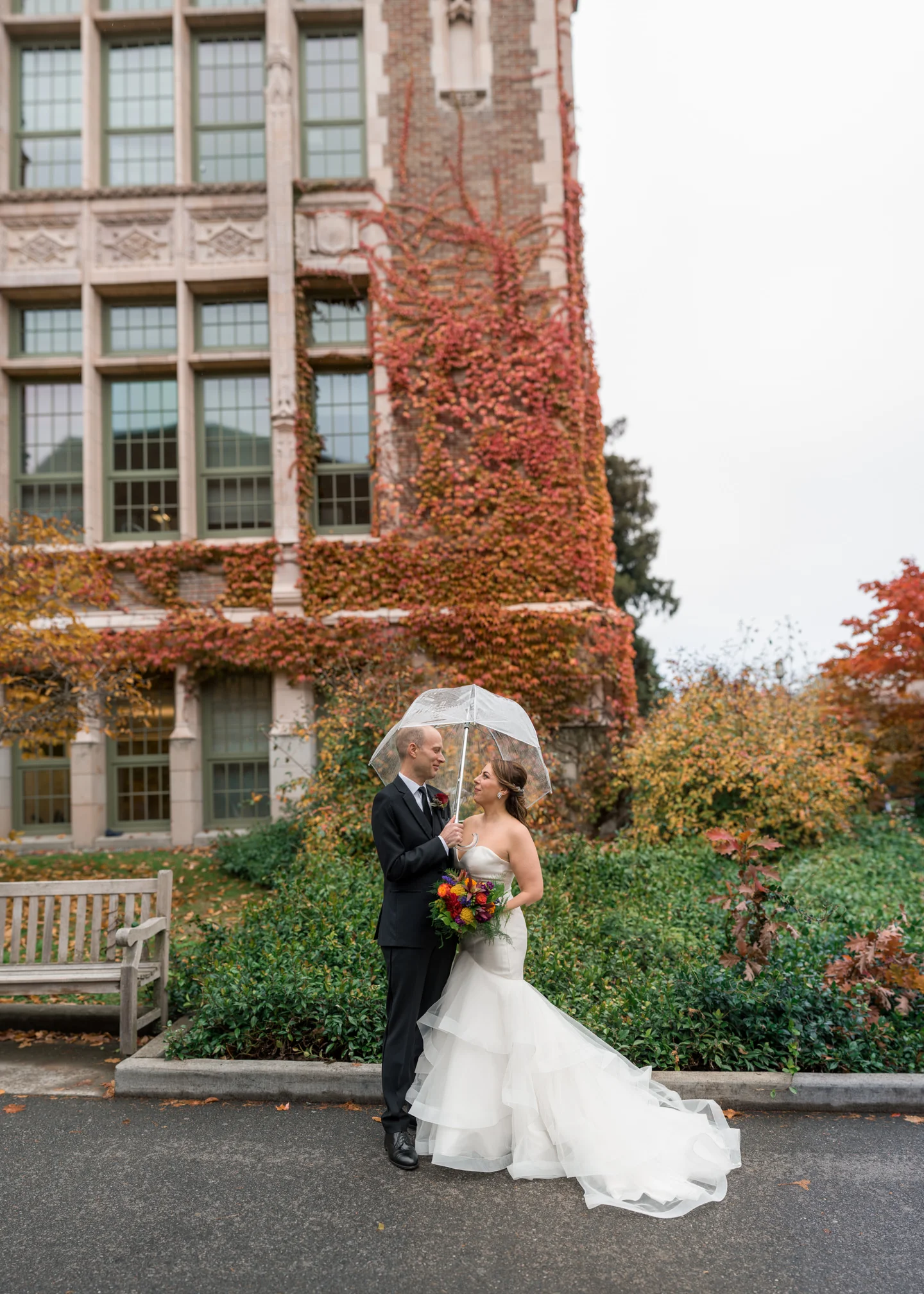 Bride and Groom Portrait at University of Washington
