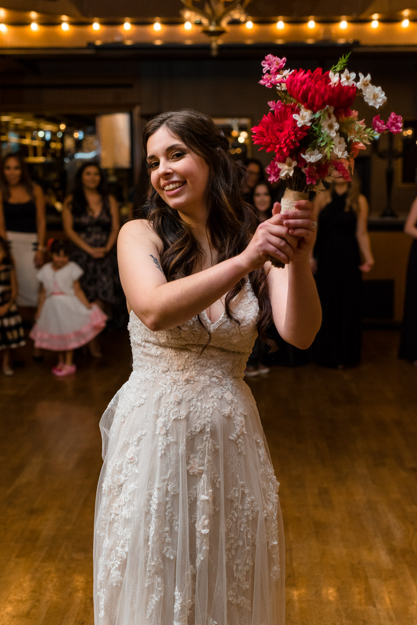 Bride's Bouquet Toss at Lake Union Cafe