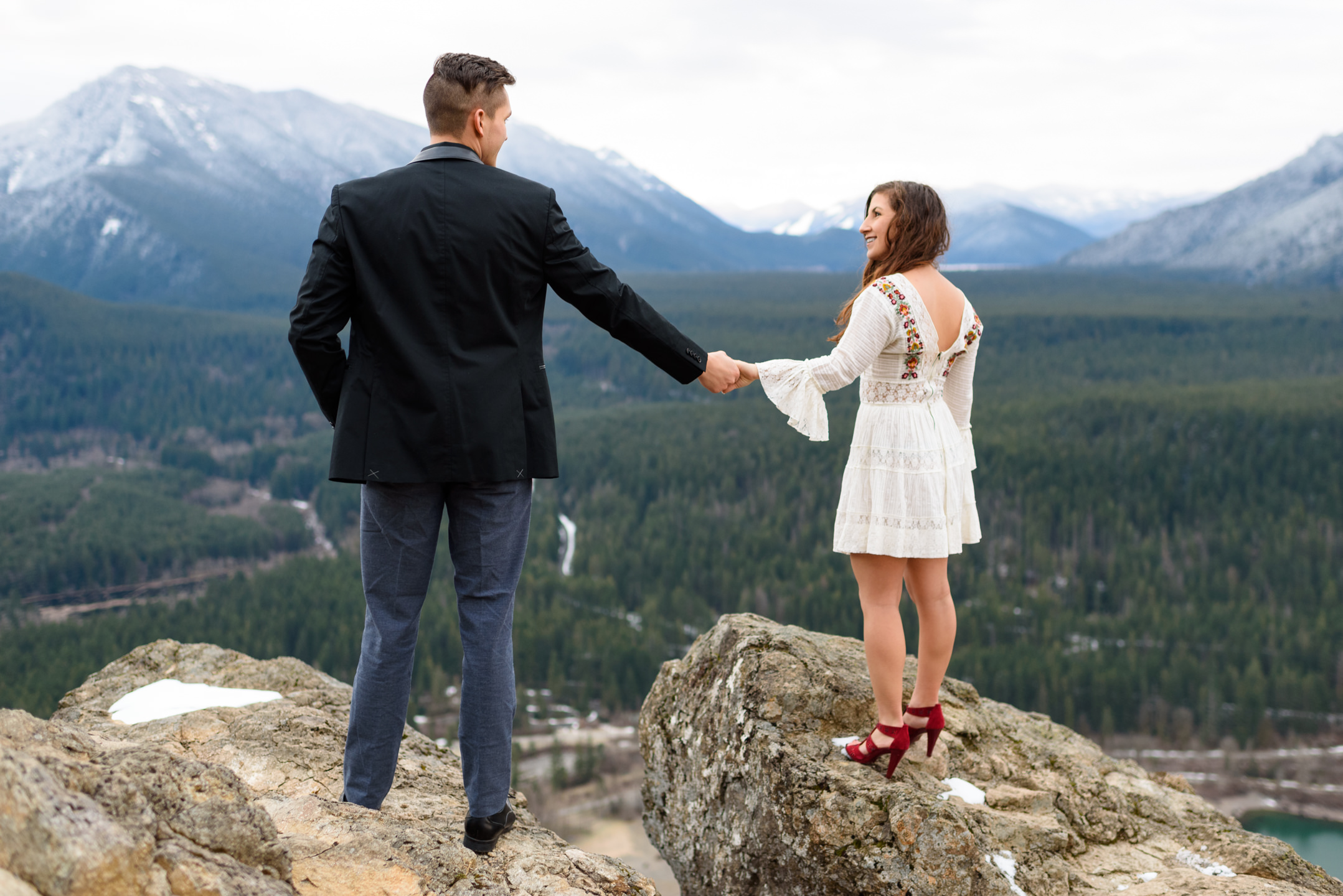 Romantic Editorial Pacific Northwest Outdoor Engagement Portrait