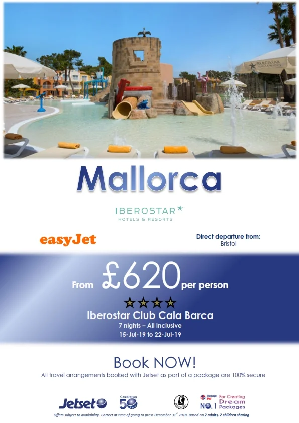 Price based on two people sharing, includes hand luggage & return flights from Bristol (other departure airports are available with a small supplement).