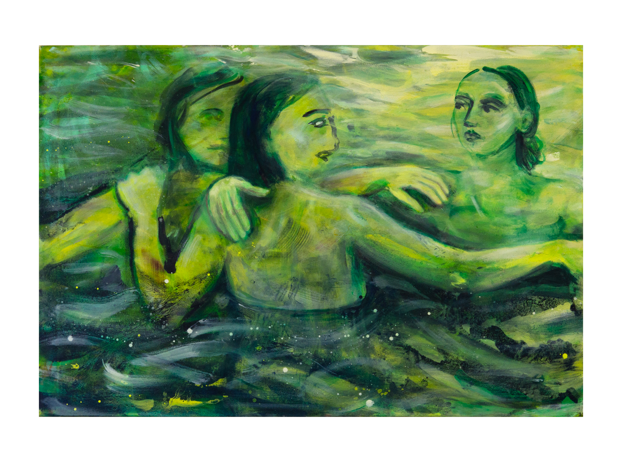   River Crossing,  oil paint and ink on canvas, 110 x 140 cm, 2022-2023 