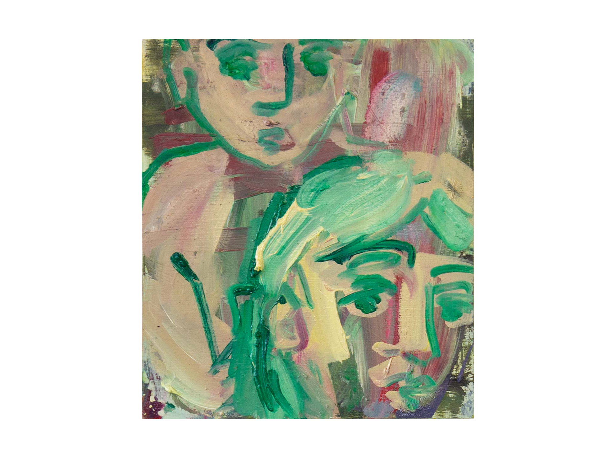   Hairdresser , oil paint and ink on canvas, 20 x 23 cm, 2024 