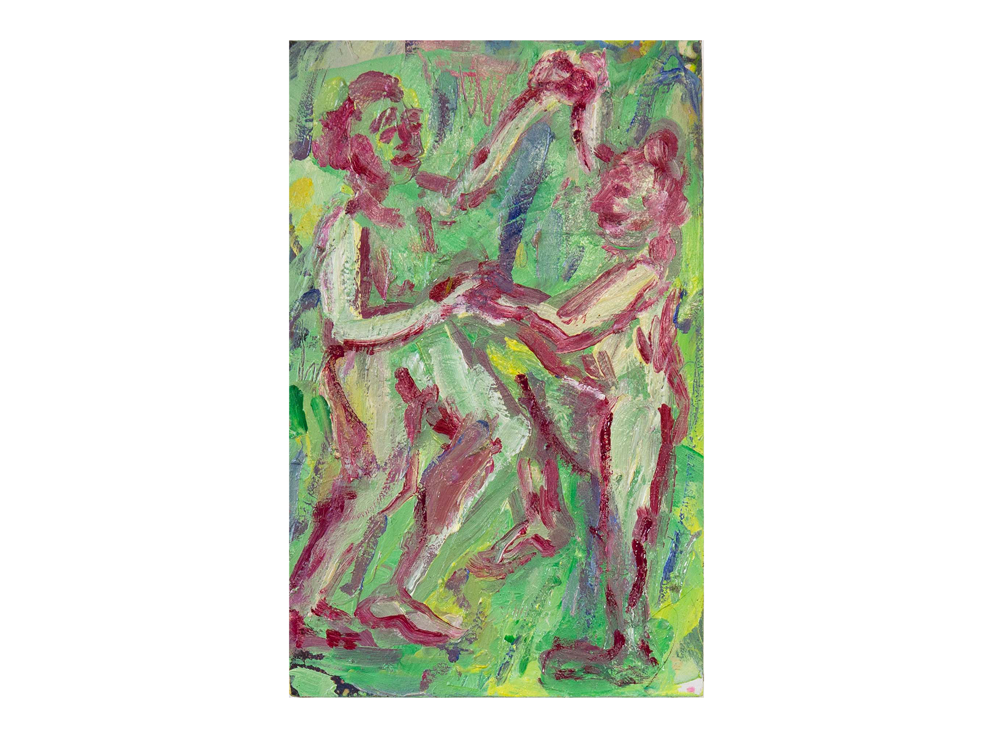   Dancers , oil paint and ink on canvas, 30 x 20 cm, 2024 