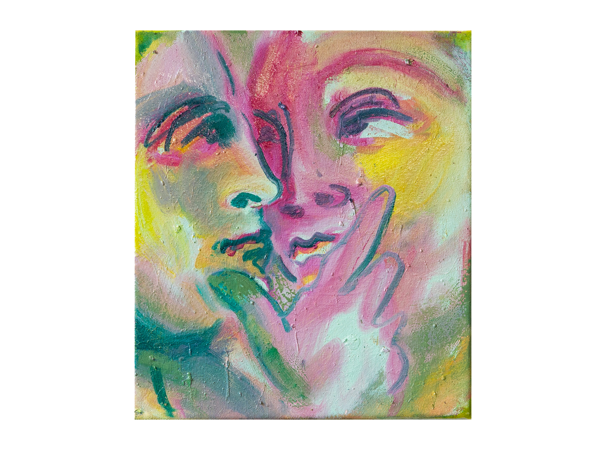   Lovers,  oil paint and ink on canvas, 40 x 30 cm, 2024 